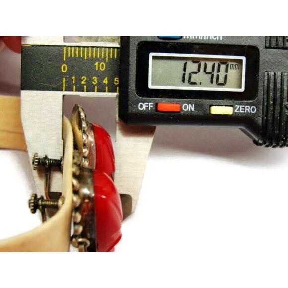 Red Carved Tribal Aztec Face Vintage Sterling Silver Screw Back Earrings Patina - Picture 5 of 9